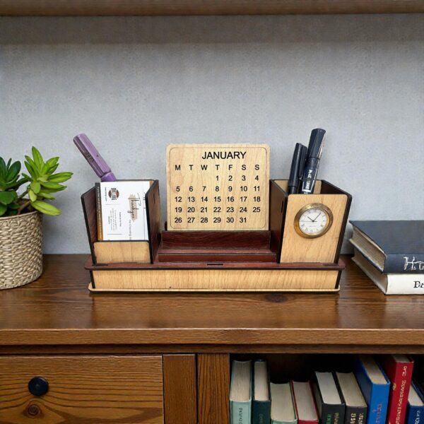 customised pen stands with clock-Photoroom