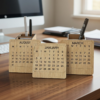 Wooden Desk Organizer - Pen Stand, Clock, Calendar & Mobile Holder