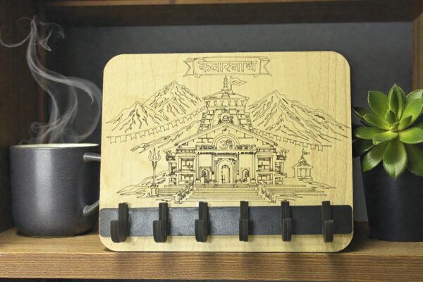 kedarnath line art keyholder Kedarnath Wooden key Holder for Wall
