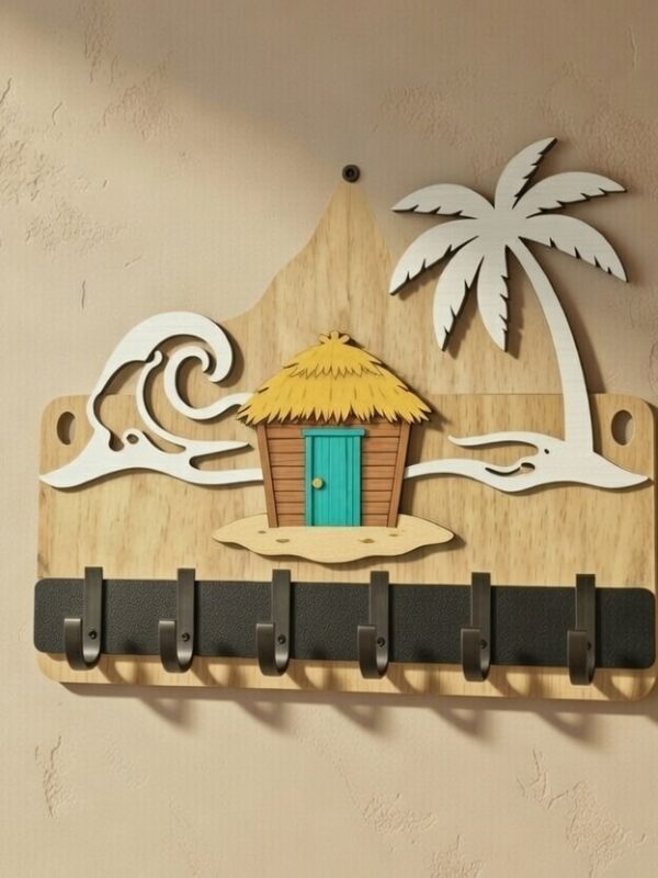 beech hut keychain holder Beach Hut Wooden Key Holder Wall Hanging
