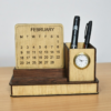 desk organiser with penholder and clock Wooden Desk Organizer with Calendar, Clock & Mobile Holder
