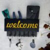 keychain holder for wall Welcome Wooden Key Holder for Wall with Shelf