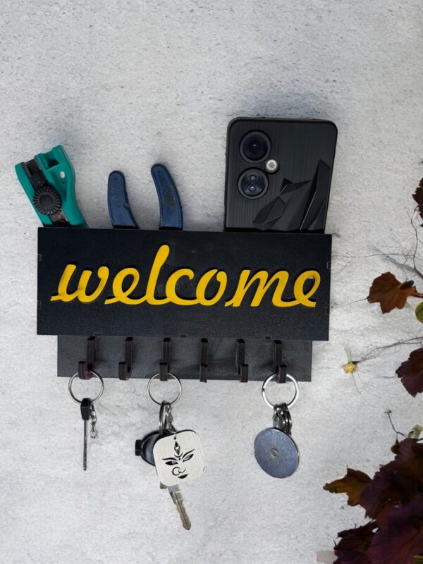 keychain holder for wall Welcome Wooden Key Holder for Wall with Shelf