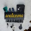 wall key holder Welcome Wooden Key Holder for Wall with Shelf