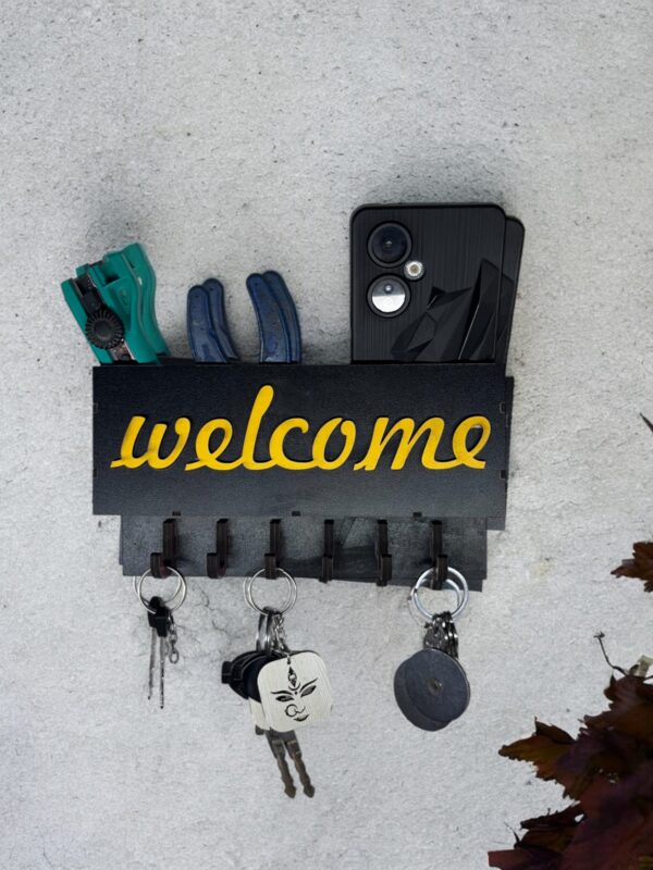 wall key holder Welcome Wooden Key Holder for Wall with Shelf