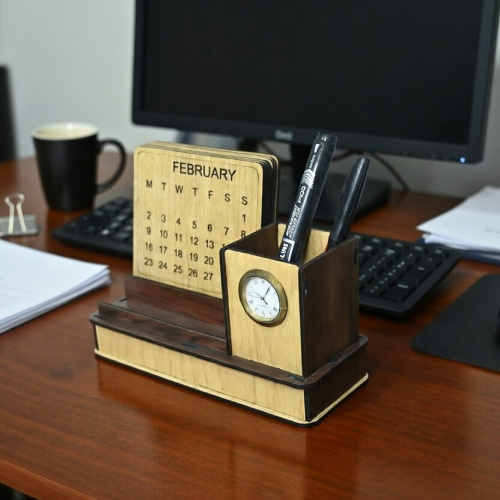 wooden desk organiser